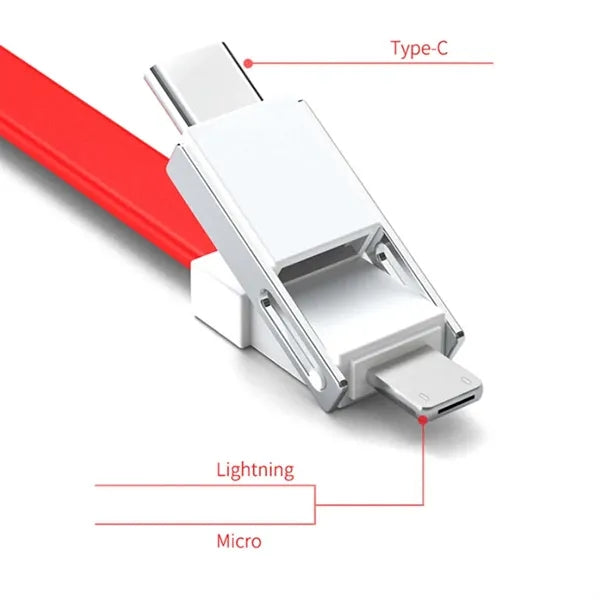 3in1 Travel Fast Charge Lightning USB Cable Keychain