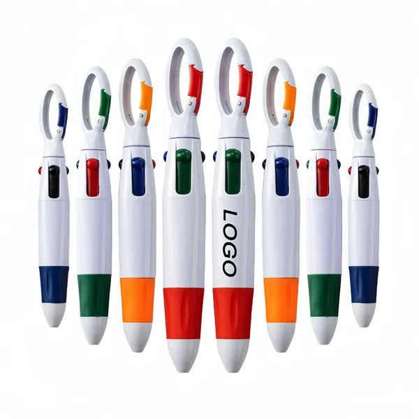 4 Colors Ballpoint Pen WIth Carabiner