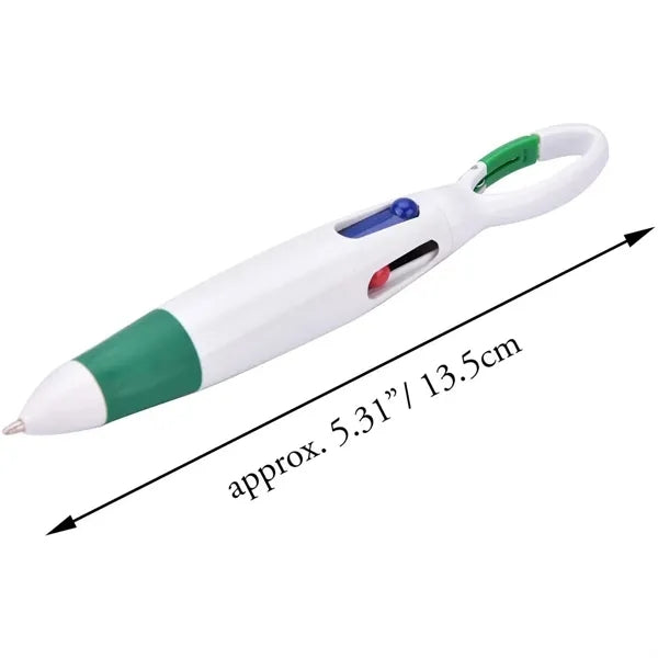 4 Colors Ballpoint Pen WIth Carabiner