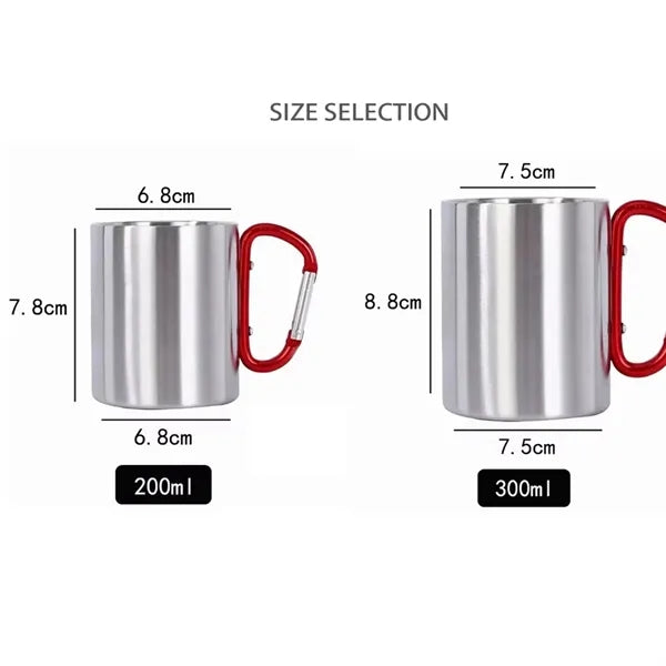 10 oz Portable Camping Stainless Steel Carabiner Mug