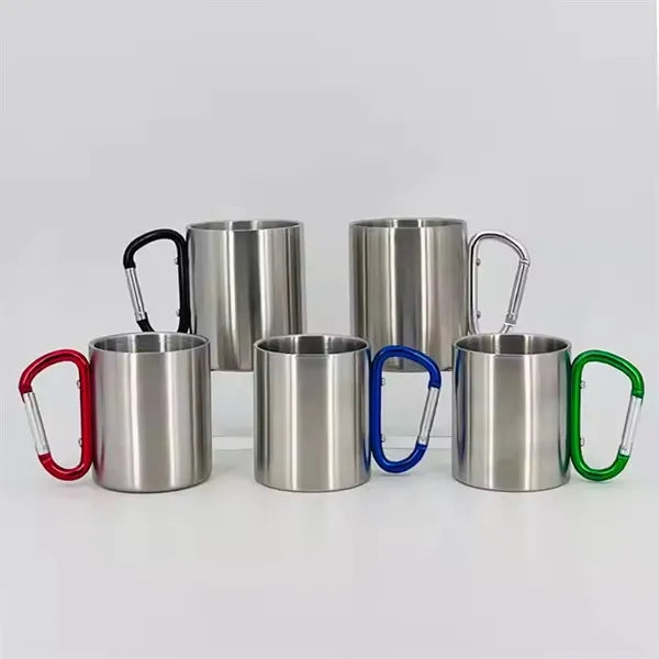10 oz Portable Camping Stainless Steel Carabiner Mug