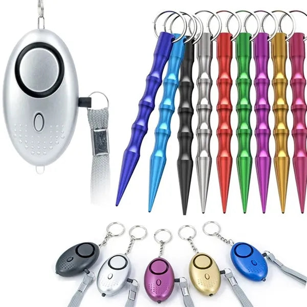 Self Defense Keychain Set with Tactical Pen & safety Alarms