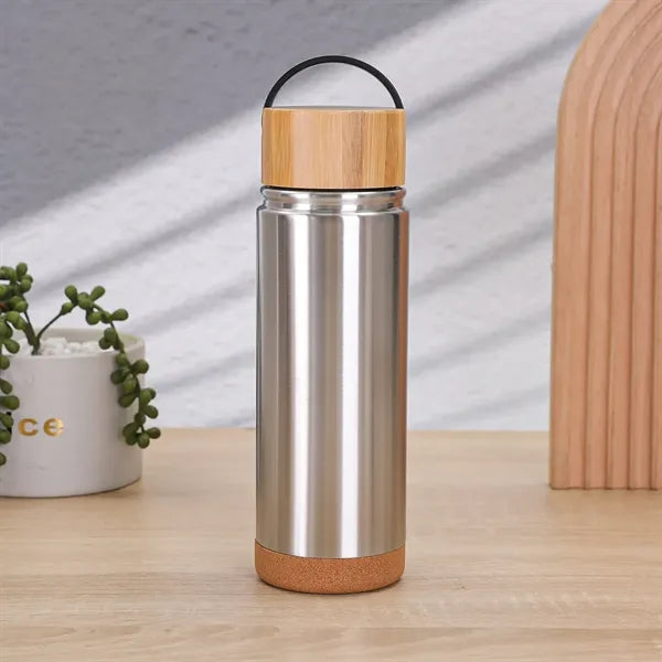 18oz Custom Logo Direct Drinking Vacuum Flask Bamboo Lid