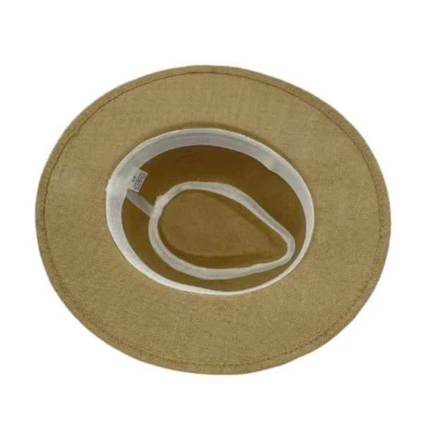 Wide Brim Straw Fedora Beach Hat with Custom Band