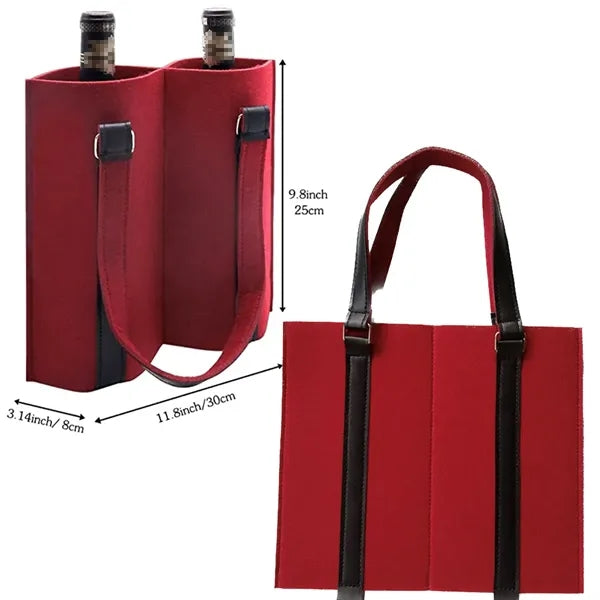 Felt Wine Tote Bag For 2 Bottles