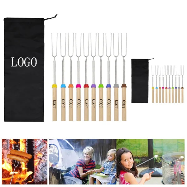 8 Piece Fire Pit Retractable Hot Dog Skewer
