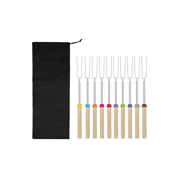 8 Piece Fire Pit Retractable Hot Dog Skewer