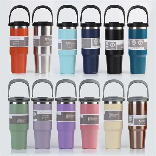 Stainless steel 30-40oz ice cup with multiple lids