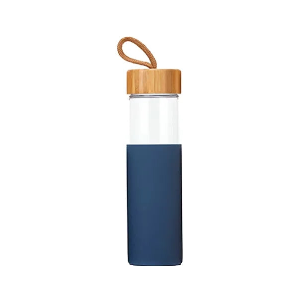 16 Oz Glass Water Bottle w/ Bamboo Lid & Silicone Sleeve