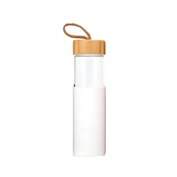 16 Oz Glass Water Bottle w/ Bamboo Lid & Silicone Sleeve