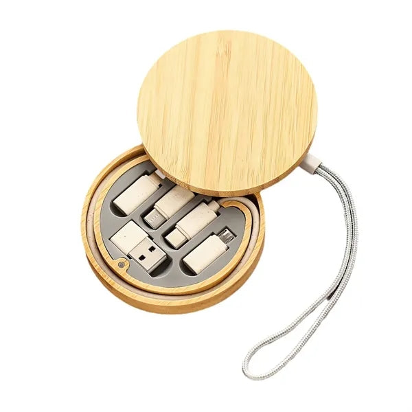 Bamboo Multi-Function Data Cable Storage Box