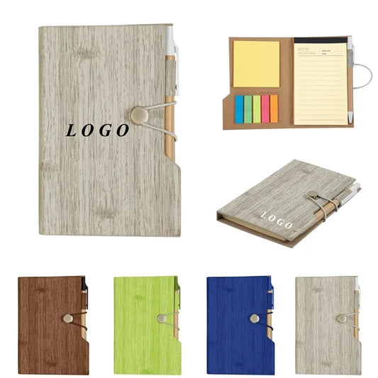 Woodgrain Notebook With Sticky Notes And Flags for Office