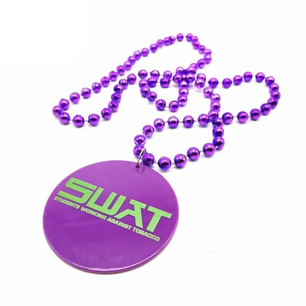 33" Mardi Gras Beads Necklace With Medallion