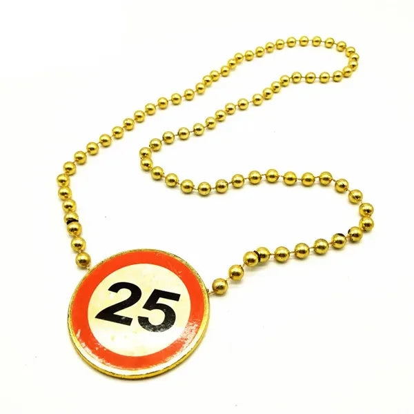33" Mardi Gras Beads Necklace With Medallion