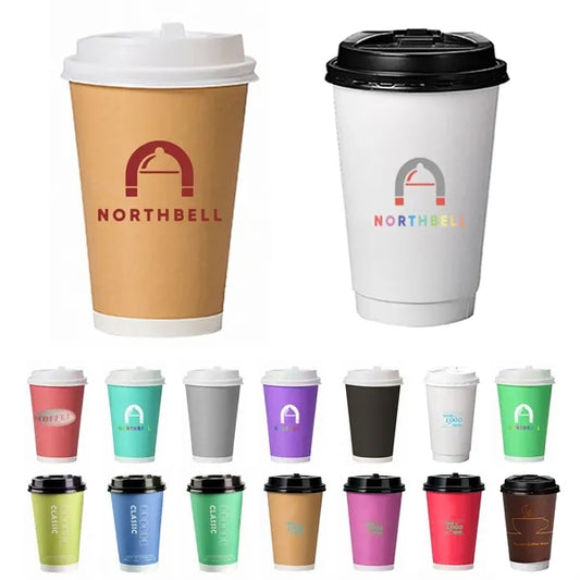 16Oz Double wall Full Color Disposable Coffee Cups with Lids