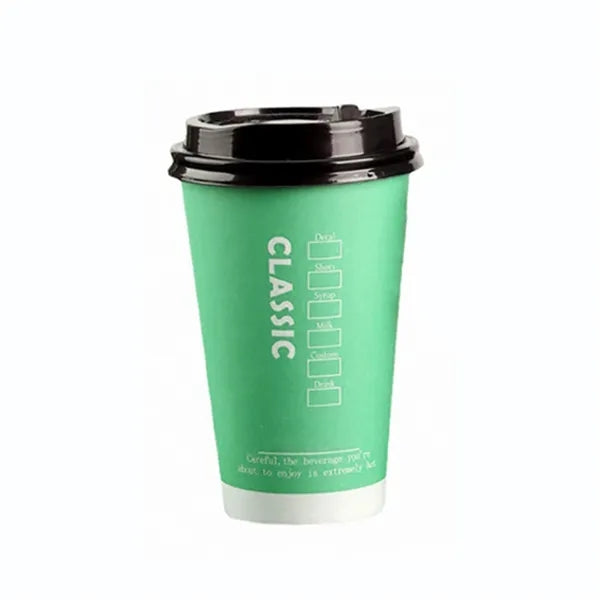 16Oz Double wall Full Color Disposable Coffee Cups with Lids