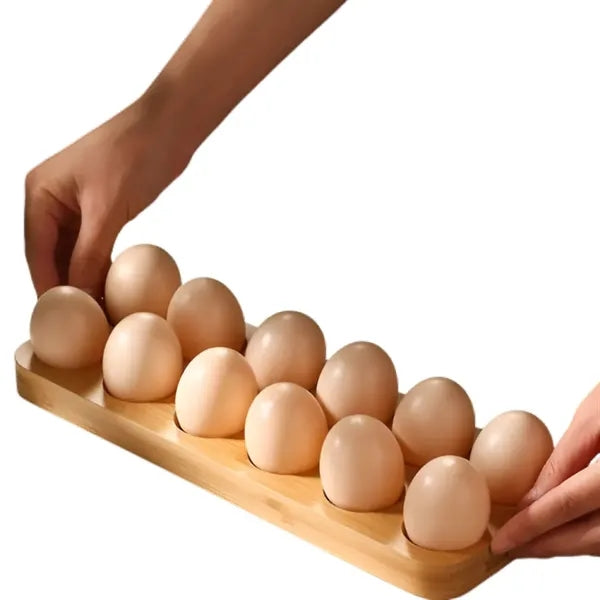 Eco-friendly Bamboo Egg Tray Holder w/ 12 slots