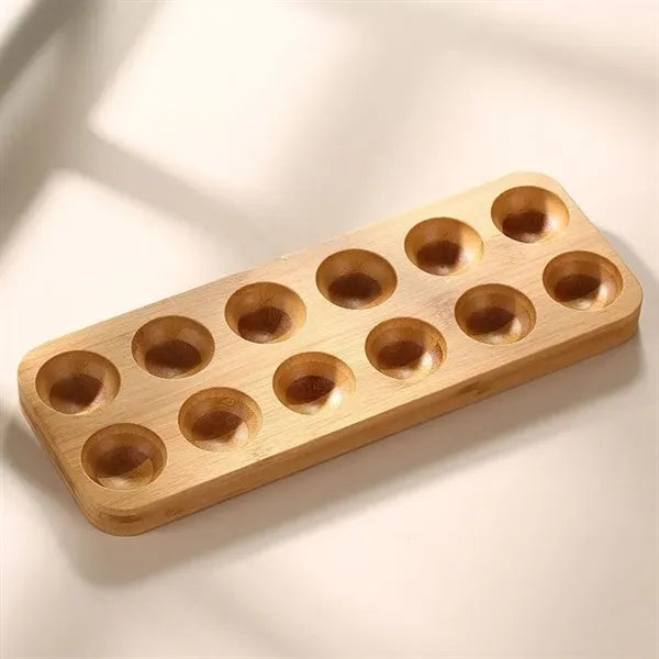 Eco-friendly Bamboo Egg Tray Holder w/ 12 slots