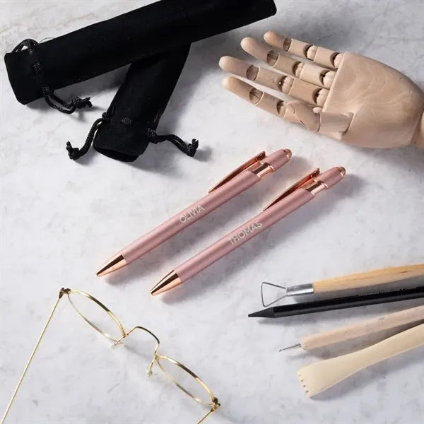 Velour Gold Accents Velvet Stylus Pen W/Pouch
