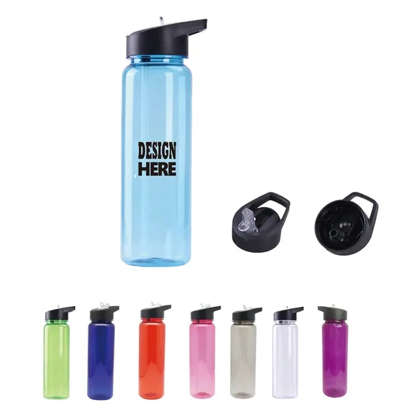 Sport Portable Clear Water Bottle With Flip Straw
