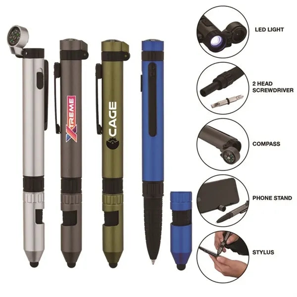 Multi-function 6-in-1 Compass LED Mobile Phone Holder Screwd