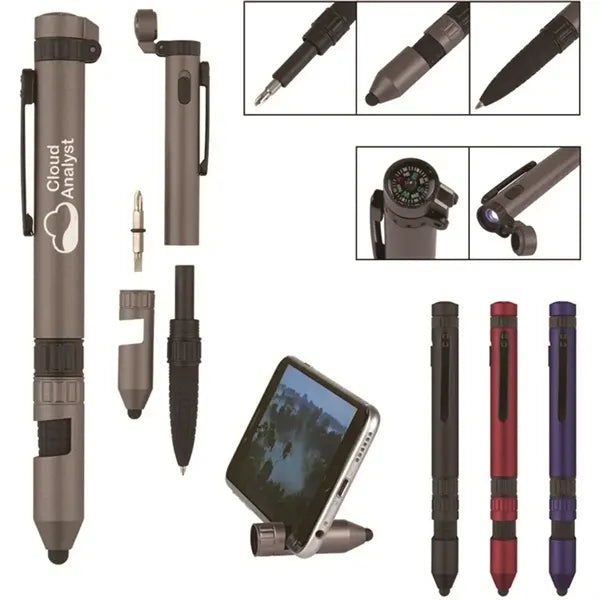 Multi-function 6-in-1 Compass LED Mobile Phone Holder Screwd