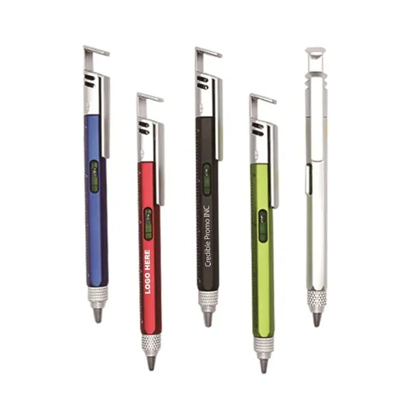 6 in 1 Multitool Pen With Ruler Phone Holder Level Gauge