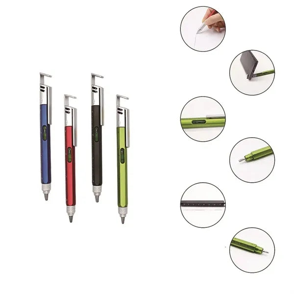 6 in 1 Multitool Pen With Ruler Phone Holder Level Gauge