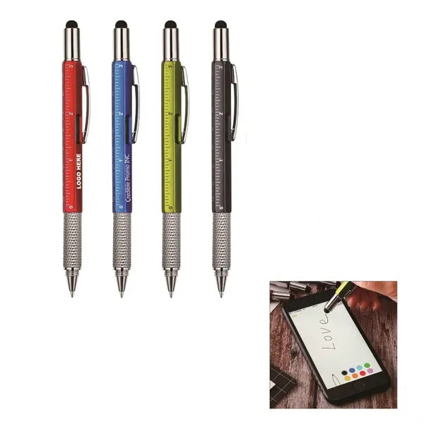 6 in 1 Multitool Touch Screen Pen With Ruler Level Gauge