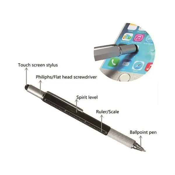 6 in 1 Multitool Touch Screen Pen With Ruler Level Gauge