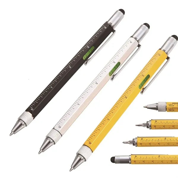 6 in 1 Metal Multitool Touch Screen Pen With Ruler Level