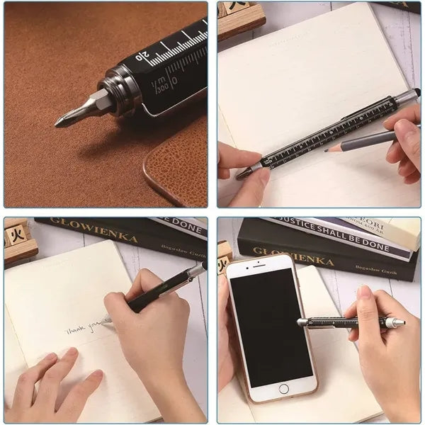 6 in 1 Metal Multitool Touch Screen Pen With Ruler Level