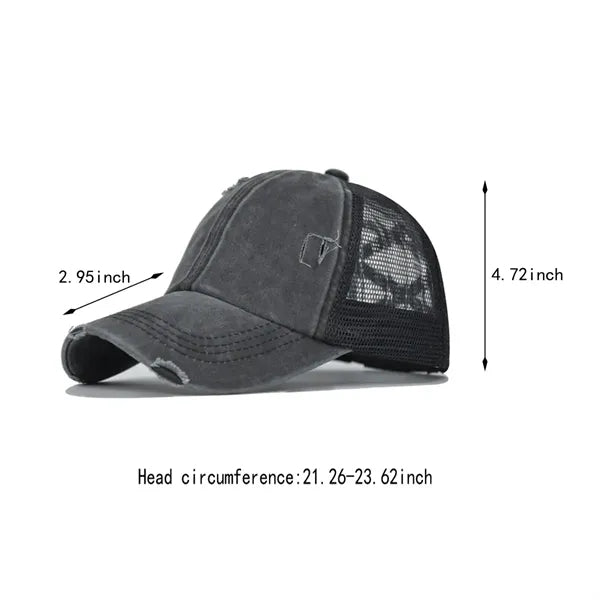 Versatile casual elastic trucker ponytail baseball cap