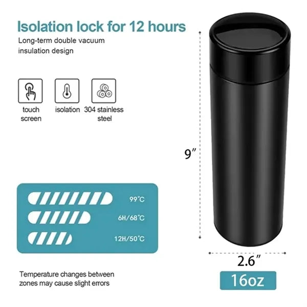 16 OZ LED Display Vacuum Stainless Steel Smart Thermos cup