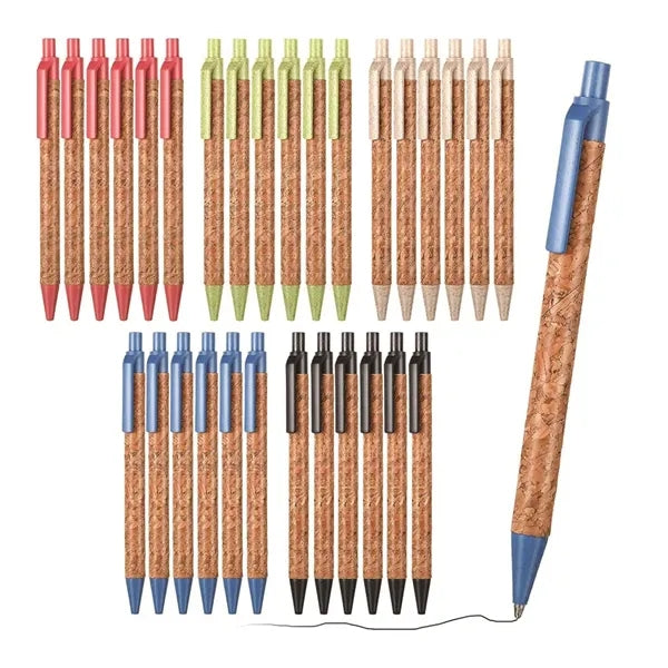 Retractable Wheat Straw Cork Recycled Ballpoint Pen