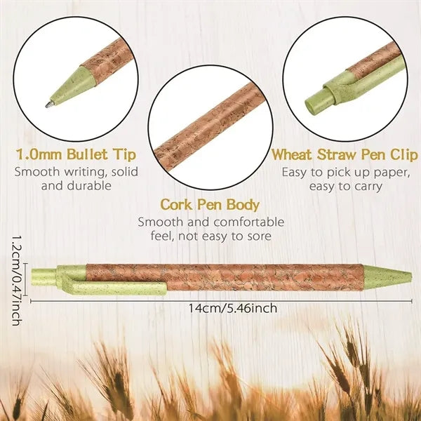 Retractable Wheat Straw Cork Recycled Ballpoint Pen