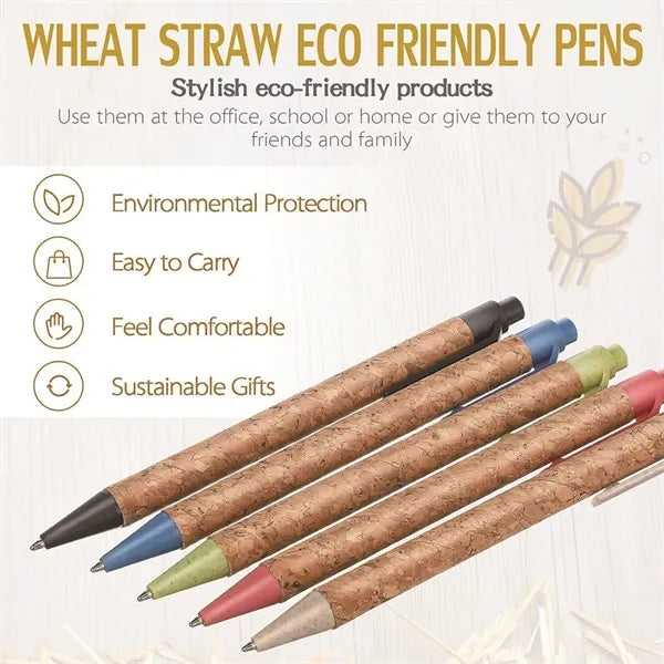 Retractable Wheat Straw Cork Recycled Ballpoint Pen