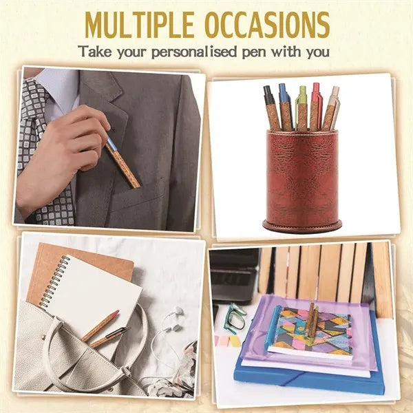 Retractable Wheat Straw Cork Recycled Ballpoint Pen