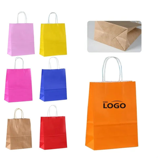 Kraft Paper Gift Bag With Foldable Bottom And Handles