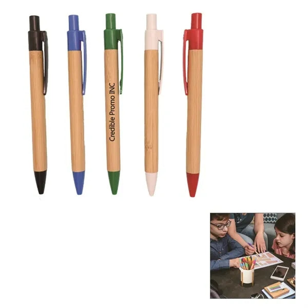 Retractable Bamboo Ballpoint Pen