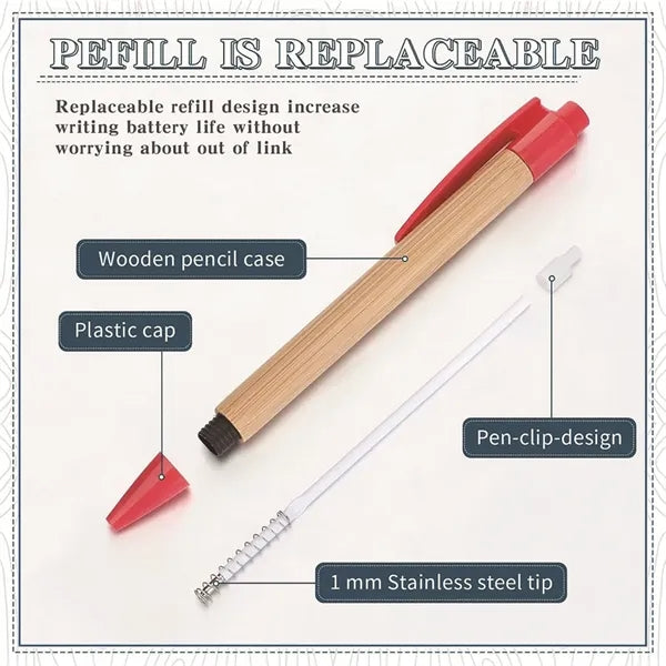 Retractable Bamboo Ballpoint Pen