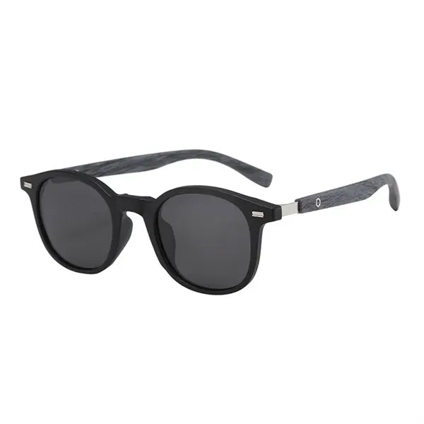 Protection Sunglasses with Wood Grain Leg Rivet Design