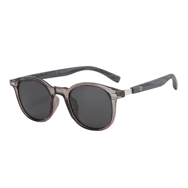Protection Sunglasses with Wood Grain Leg Rivet Design
