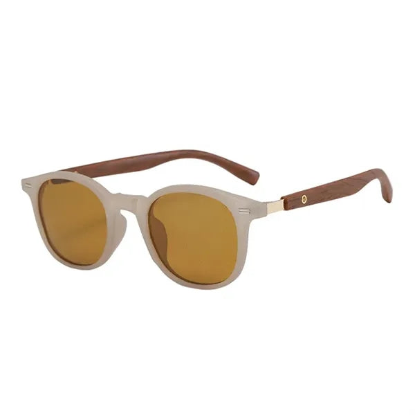 Protection Sunglasses with Wood Grain Leg Rivet Design