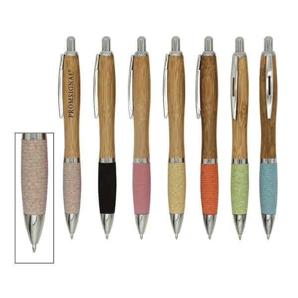 Retractable Wheat Straw Bamboo Ballpoint Pen