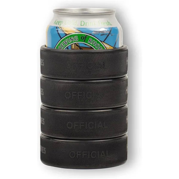 12oz Beer Cooler Made From 4 Real Ice Hockey Pucks