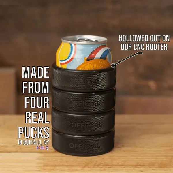 12oz Beer Cooler Made From 4 Real Ice Hockey Pucks