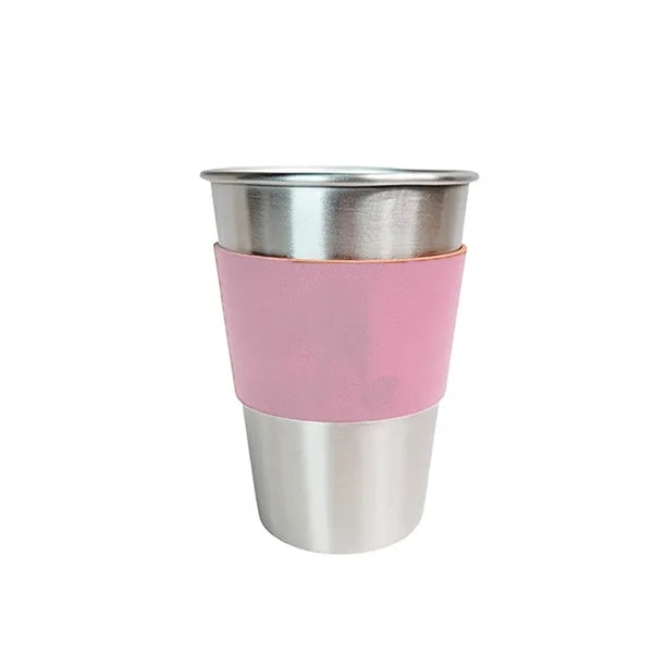Outdoor Camping 304 Stainless Steel Water Cup with Leather C