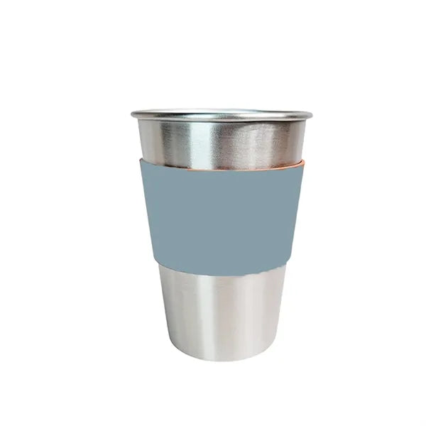 Outdoor Camping 304 Stainless Steel Water Cup with Leather C