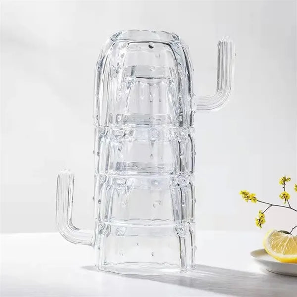 8oz 4pcs Cactus Glass Water Cup Set